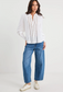 By Rosa Zinnia Ramie Lace Trim Long Sleeve Shirt in White | Women's Tops | Gretel Lane