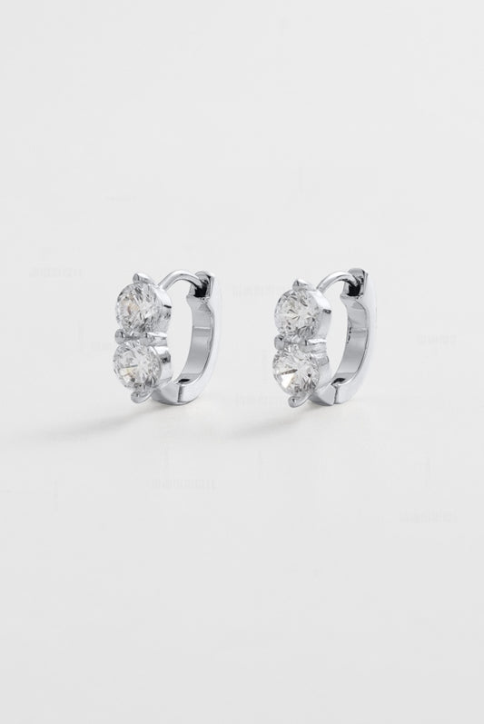 Zafino Silver Duo Crystal Zoe Huggie Earrings | Gretel Lane