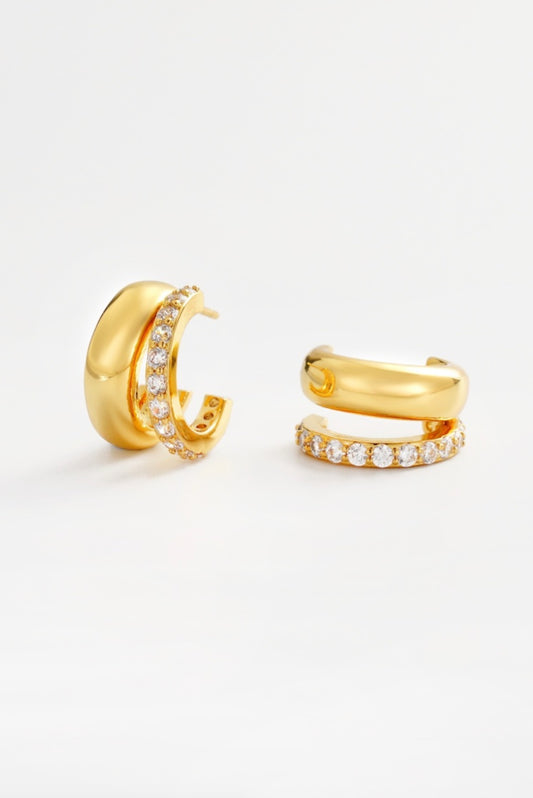 Zafino Zoe Double Crystal Hoop Earring Gold | Women's Jewellery | Gretel Lane