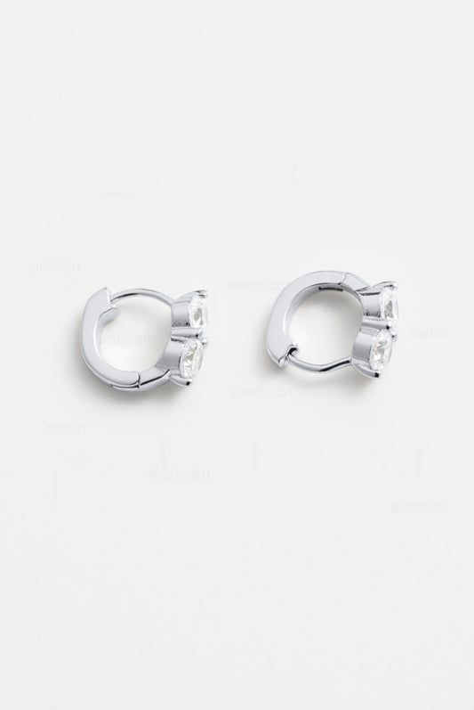 Zafino Silver Duo Crystal Zoe Huggie Earrings | Gretel Lane