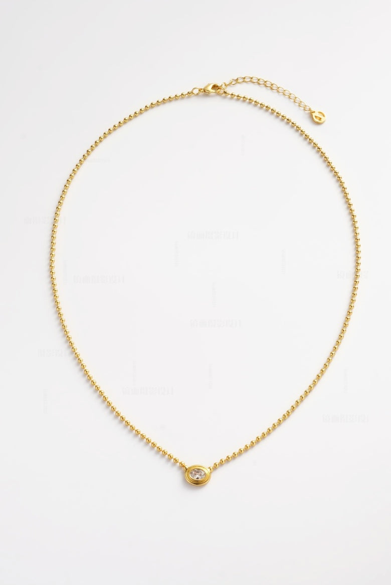 Zafino Gold Ball Chain Zoe Necklace with Crystal Pendant | Gretel Lane
