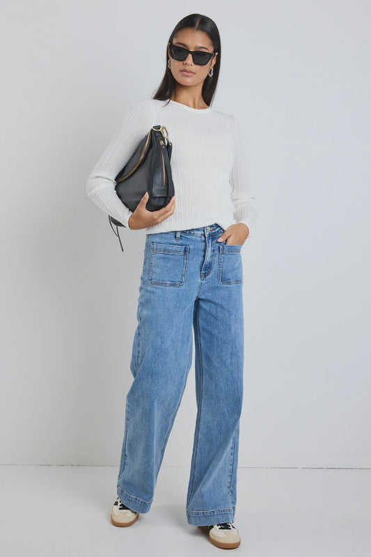 Zoey High Rise Wide Leg Jean (Signature Blue)
