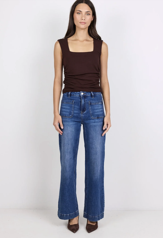 Among the Brave Zoey High Rise Wide Leg Jean in Marine Blue | Women's Jeans | Gretel Lane