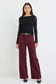 Zoey High Rise Wide Leg Jean (Burgundy)