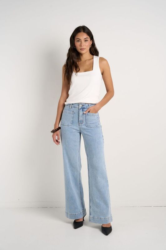 Zoey High Rise Wide Leg Jean (Light Blue)