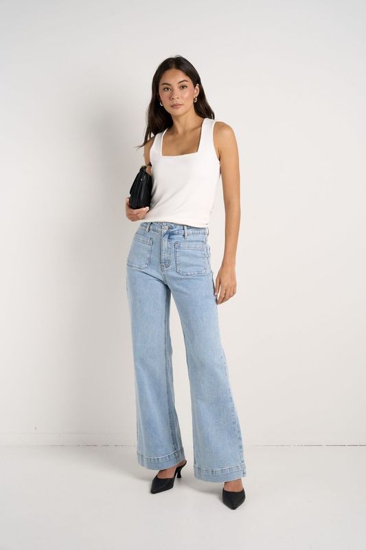 Zoey High Rise Wide Leg Jean (Light Blue)