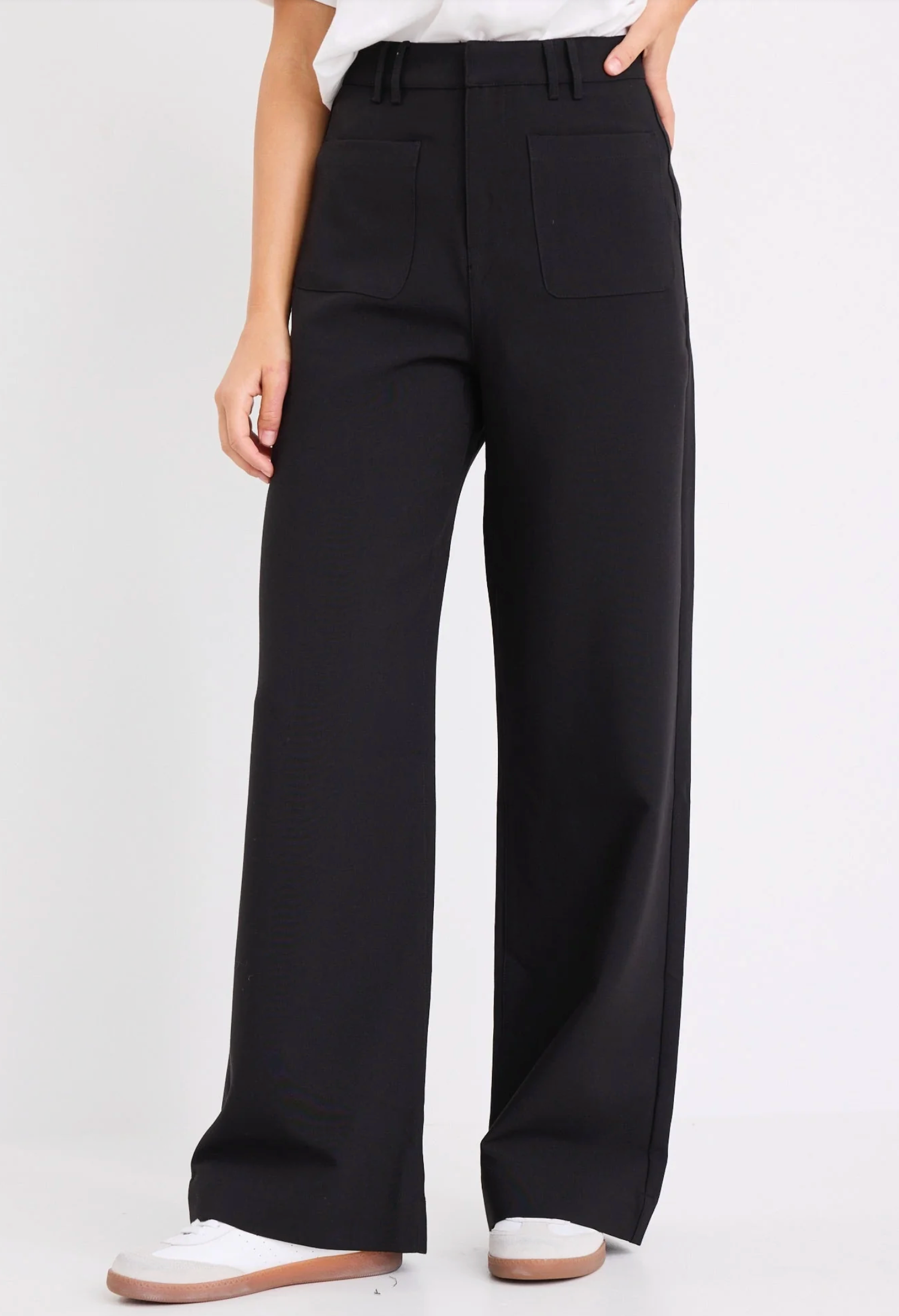 Among the Brave Zoey Tailored High Rise Wide Leg Pocket Pants in Black | Women's Pants | Gretel Lane