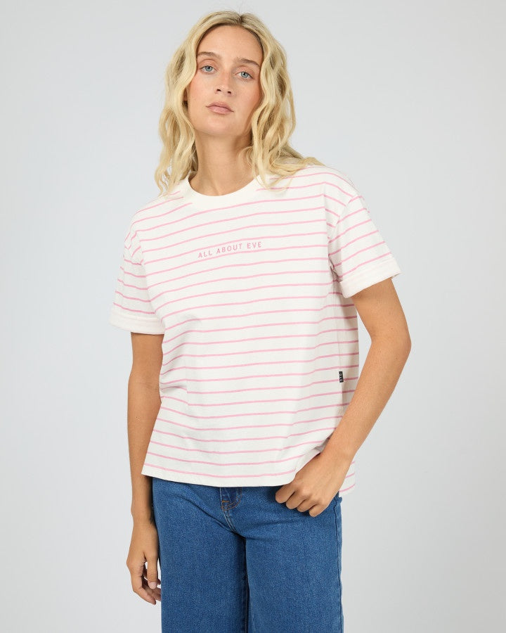 All About Eve AAE Washed Cotton Tee Orchid Stripe | Women's T-shirt | Gretel Lane