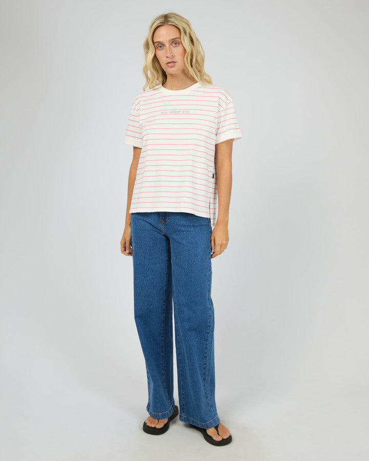 All About Eve AAE Washed Cotton Tee Orchid Stripe | Women's T-shirt | Gretel Lane