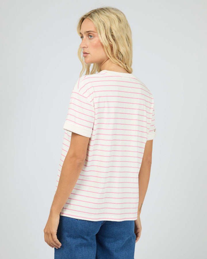 All About Eve AAE Washed Cotton Tee Orchid Stripe | Women's T-shirt | Gretel Lane