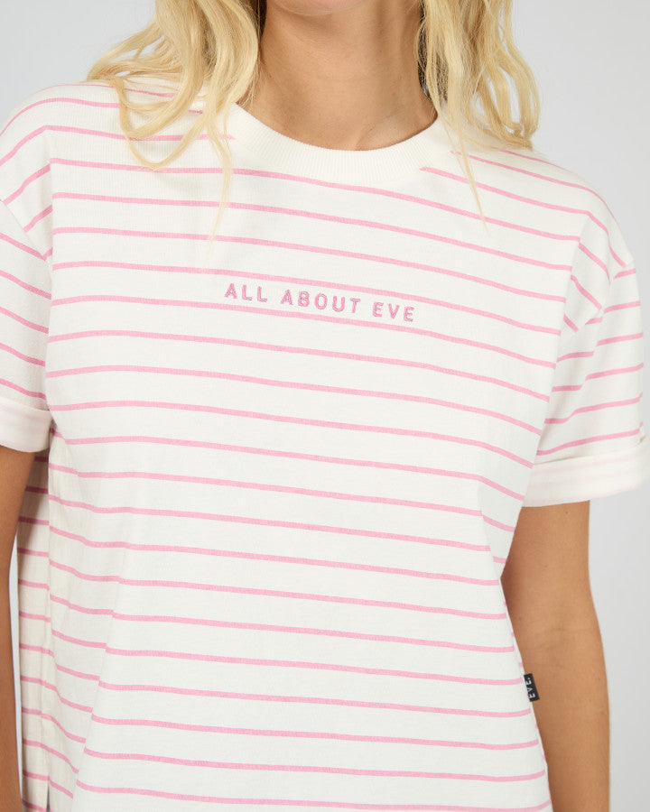 All About Eve AAE Washed Cotton Tee Orchid Stripe | Women's T-shirt | Gretel Lane