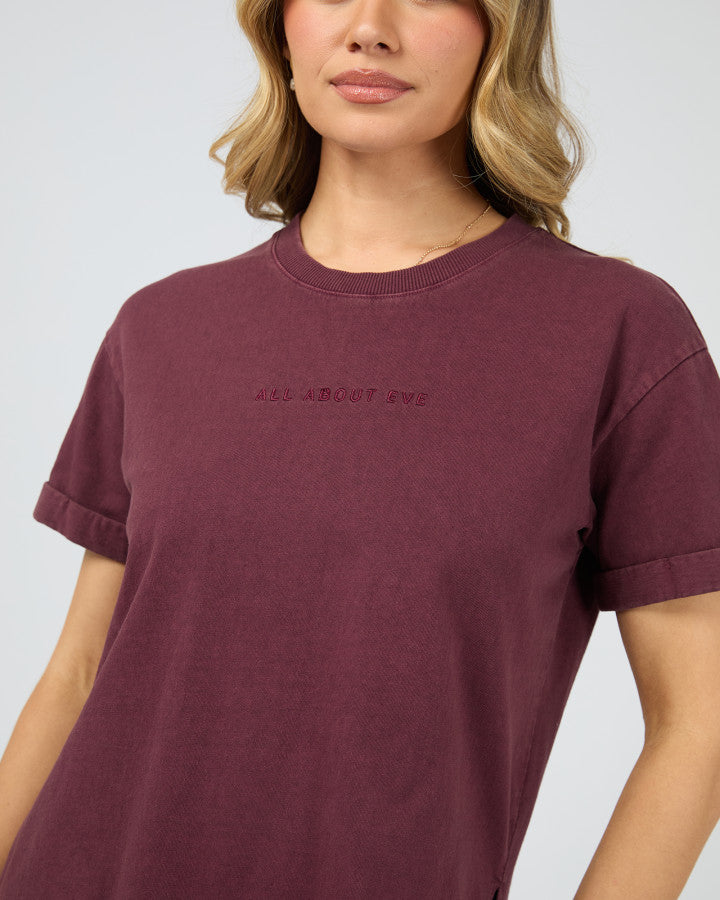 All About Eve Washed Cotton Tee in Wine | Women's T-Shirts | Gretel Lane