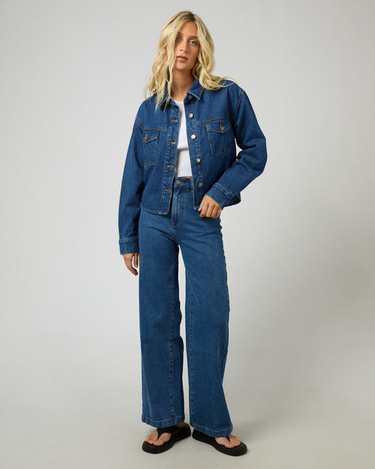 Banks Cropped Heritage Blue Denim Jacket | Gretel Lane