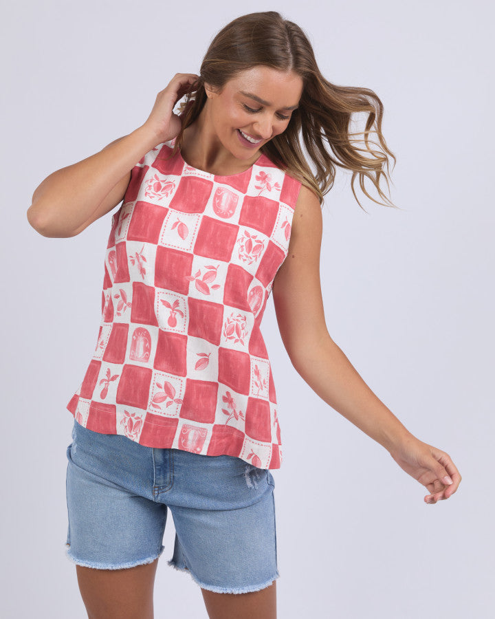 Biarittz Top (Crimson Print)