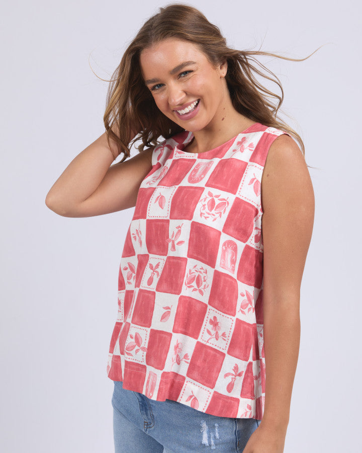Biarittz Top (Crimson Print)