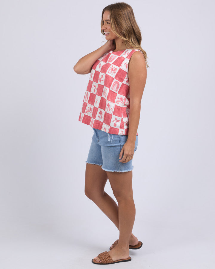 Biarittz Top (Crimson Print)