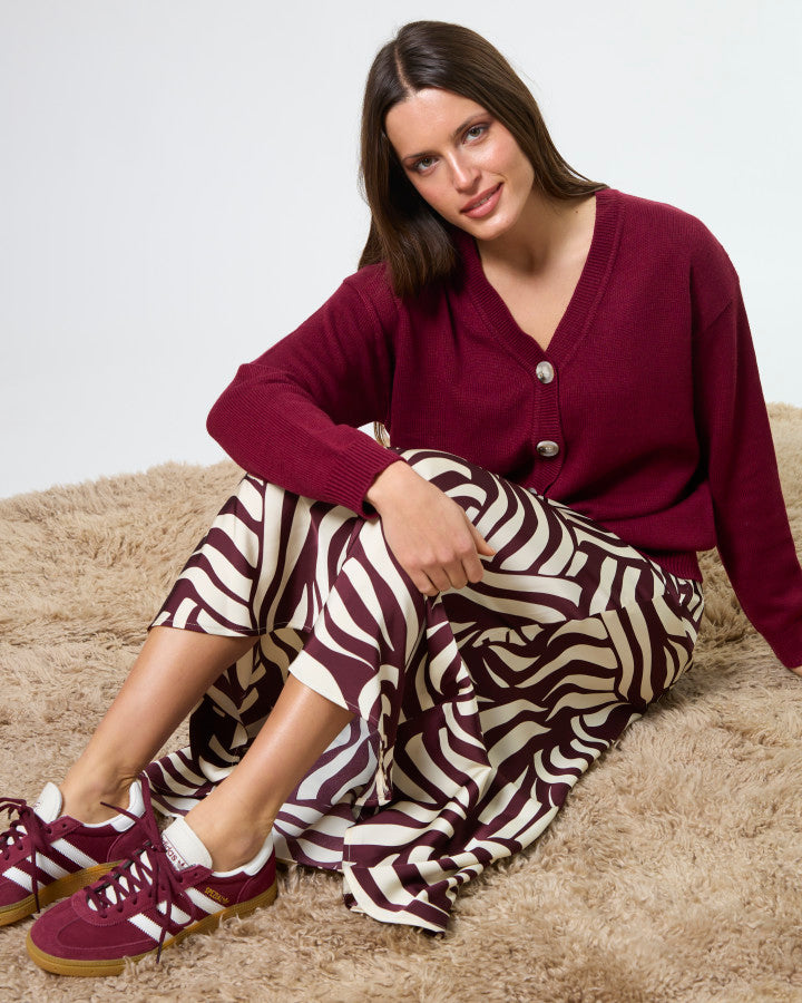 Stella + Gemma Callista Bias Cut Satin Skirt in Syrah Swirl | Women's Clothing | Gretel Lane