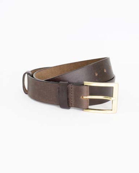 Humidity Women's Dark Brown Classic Leather Belt with Gold Buckle | Gretel Lane