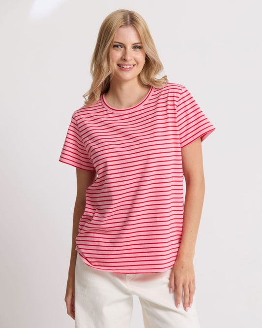 Classic Stripe Tee (Pink/Red Stripe)