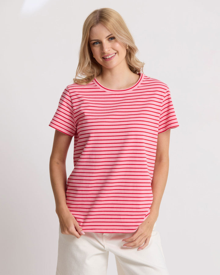 Classic Stripe Tee (Pink/Red Stripe)