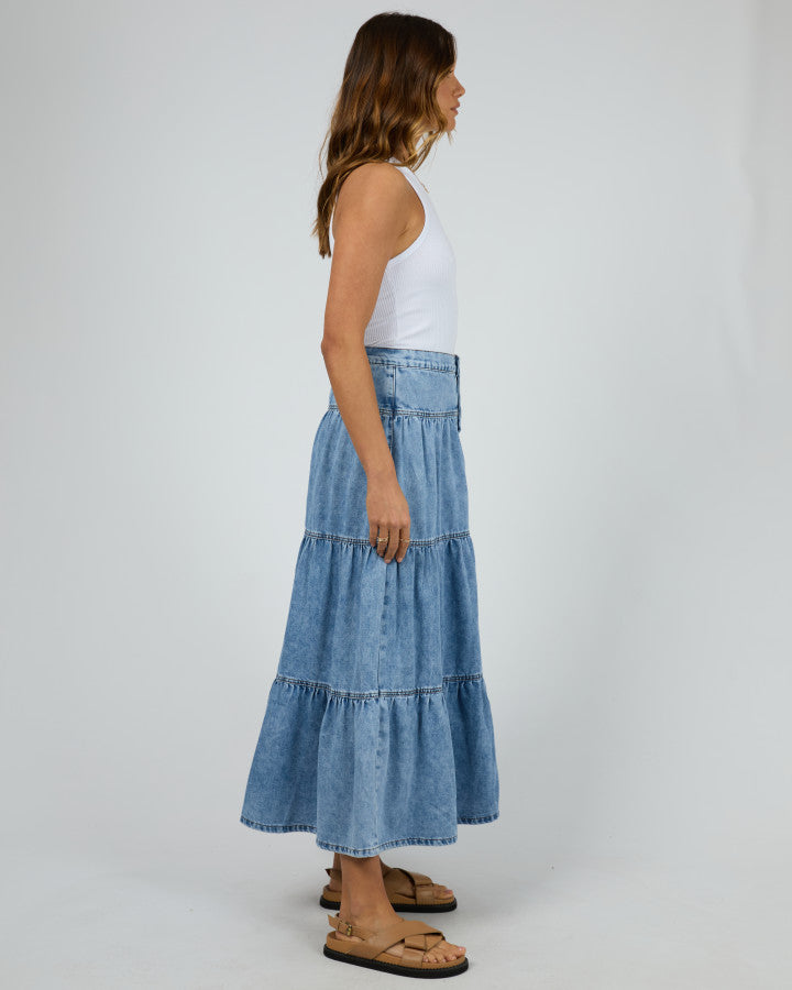Coco Denim Maxi Skirt (Light Blue)