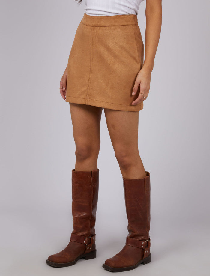 Dallas Suede Skirt (Tan)