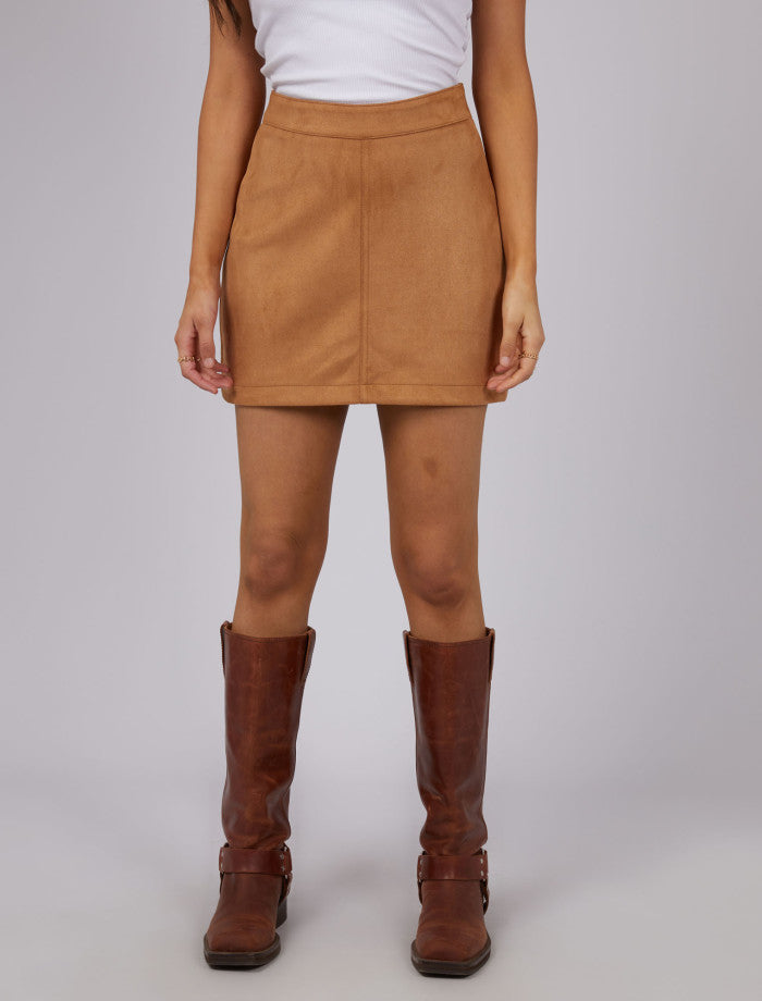 Dallas Suede Skirt (Tan)