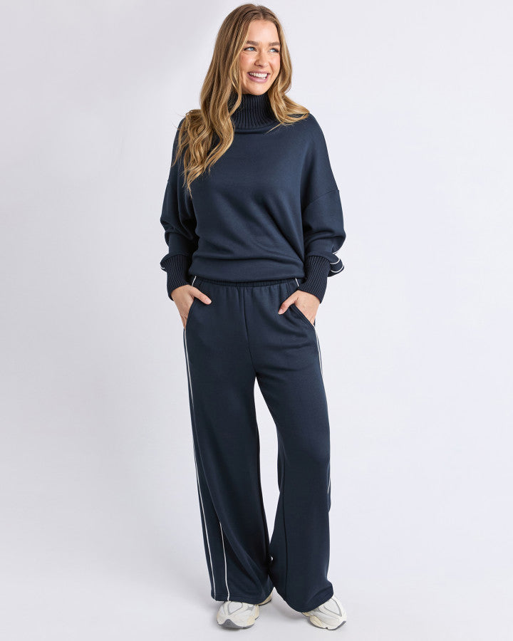 Foxwood Women's Navy Tracksuit Deluxe Pant with White Piping | Gretel Lane
