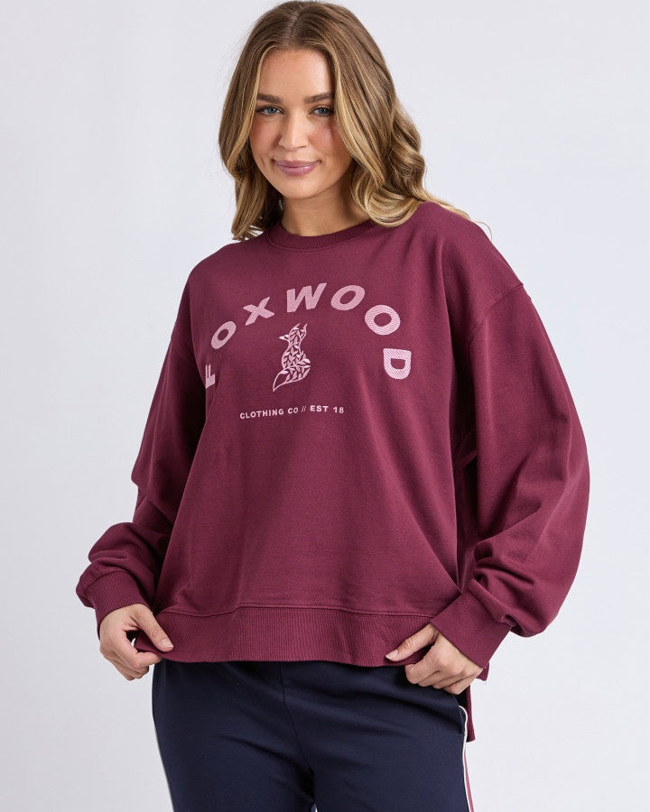 Foxwood Women's Maroon Cotton Effortless Crew Sweatshirt | Gretel Lane