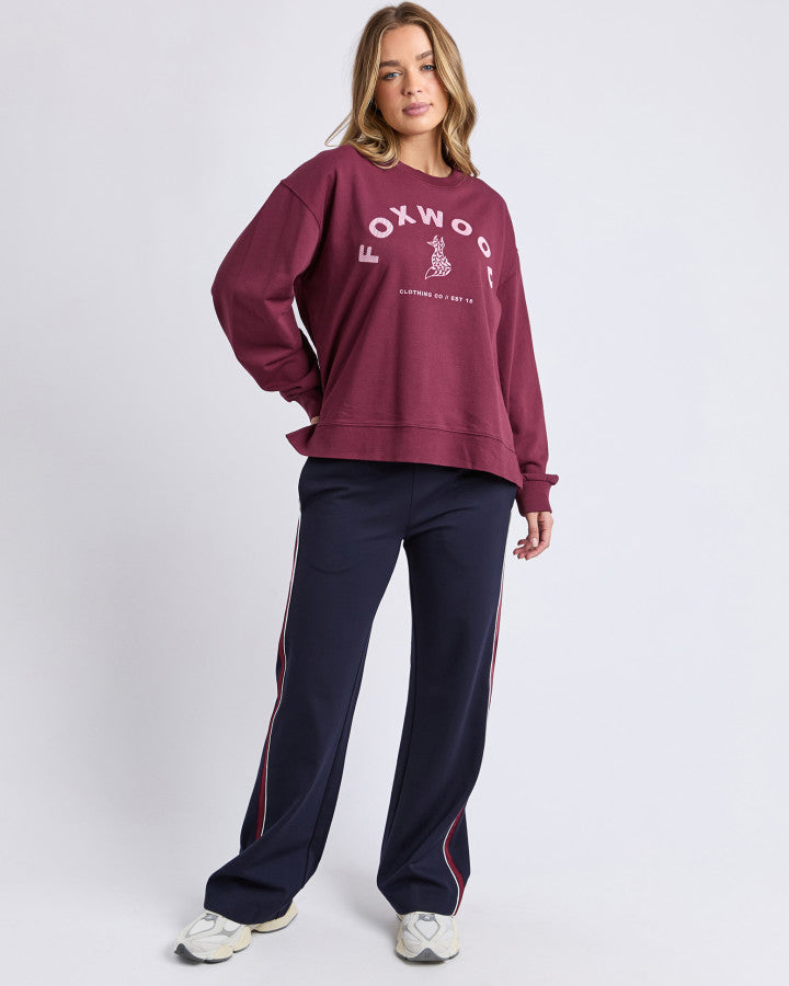 Foxwood Women's Maroon Cotton Effortless Crew Sweatshirt | Gretel Lane