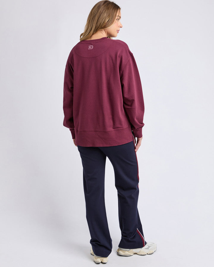Foxwood Women's Maroon Cotton Effortless Crew Sweatshirt | Gretel Lane