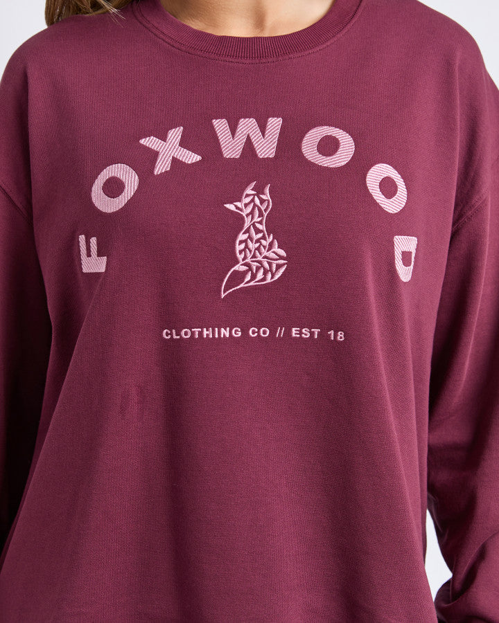 Foxwood Women's Maroon Cotton Effortless Crew Sweatshirt | Gretel Lane