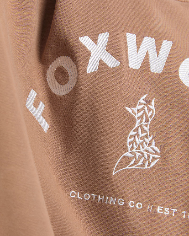 Foxwood Women's Brown Cotton Effortless Crew Sweatshirt | Gretel Lane