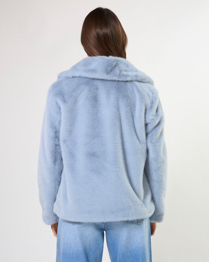 Stella + Gemma Elsa Faux Fur Jacket in Frosted Sky | Women's Jackets | Gretel Lane
