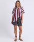 Esmarie Blue and Red Stripe Linen Shirt | Gretel Lane