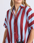 Esmarie Blue and Red Stripe Linen Shirt | Gretel Lane