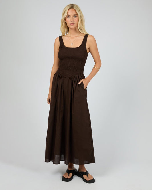 All About Eve Essential Ruched Maxi Dress Brown | Women's Clothing | Gretel Lane