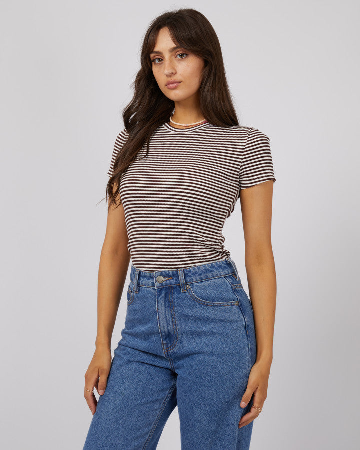 Eve Rib Stripe Tee (Brown)