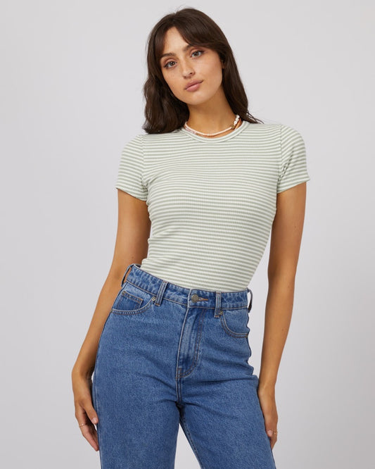 Eve Rib Stripe Tee (Surf)