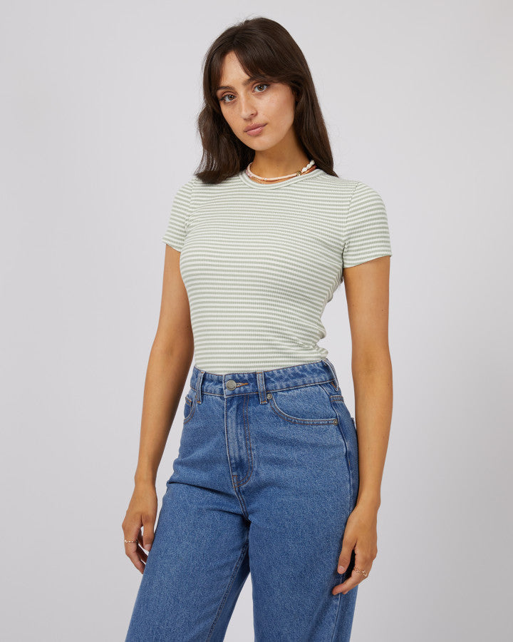 Eve Rib Stripe Tee (Surf)