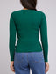 Eve Rib V Neck Long Sleeve Top (Emerald)