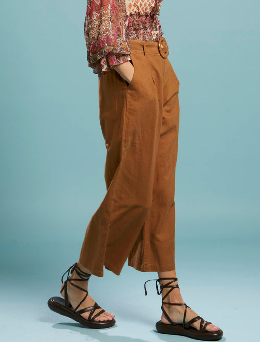 Exhale Belted Wide Leg Pant (Mocha)