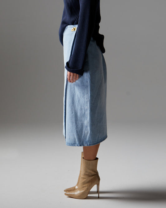 Flight denim wrap skirt