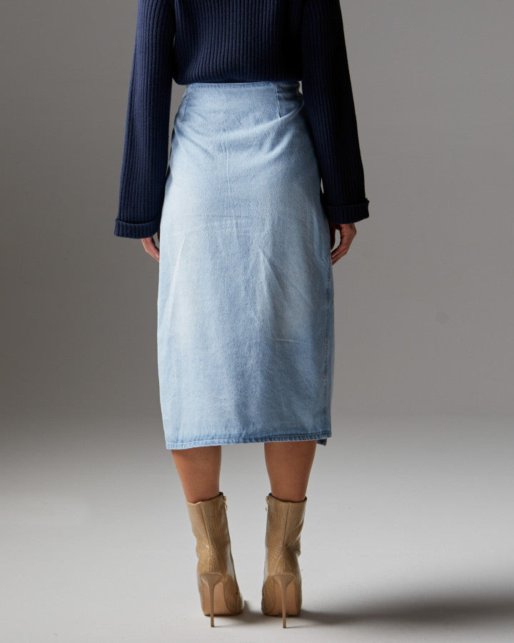 Flight denim wrap skirt