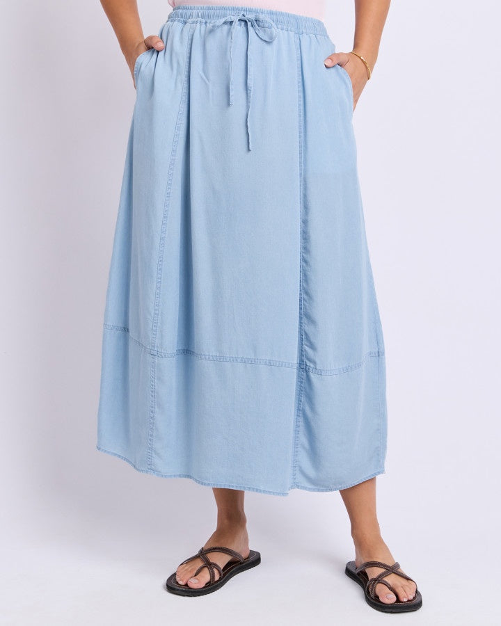 Foxwood Fresco Chambray Midi Skirt Light Blue | Women's Clothing | Gretel Lane