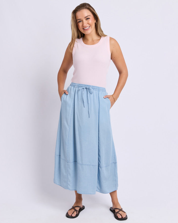 Foxwood Fresco Chambray Midi Skirt Light Blue | Women's Clothing | Gretel Lane