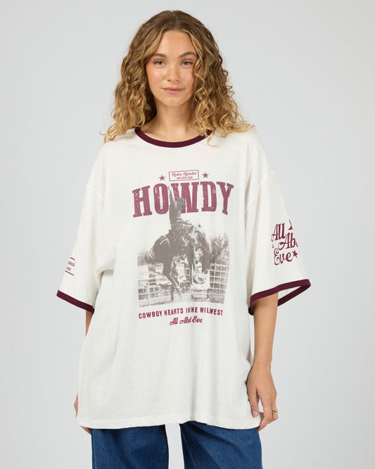 All About Eve Howdy Oversized Tee in Vintage White | Women's Tops | Gretel Lane