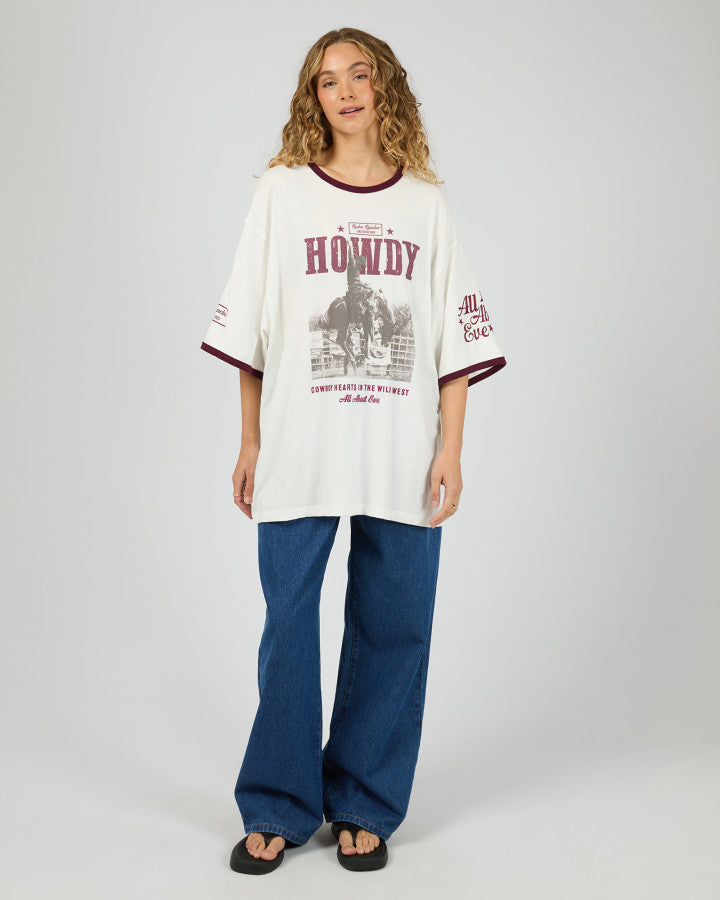 All About Eve Howdy Oversized Tee in Vintage White | Women's Tops | Gretel Lane