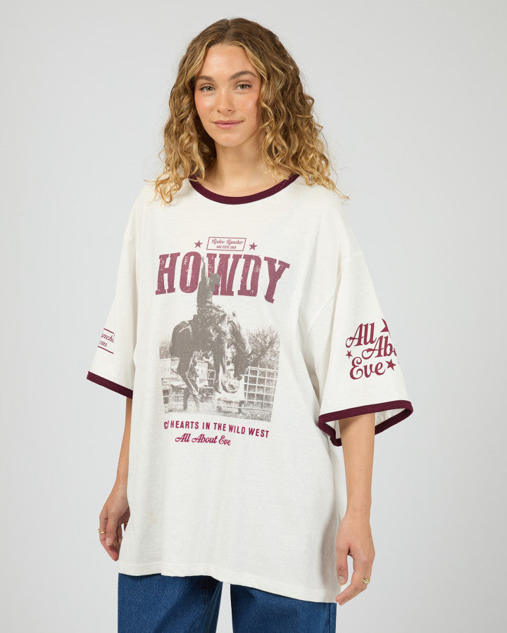 All About Eve Howdy Oversized Tee in Vintage White | Women's Tops | Gretel Lane