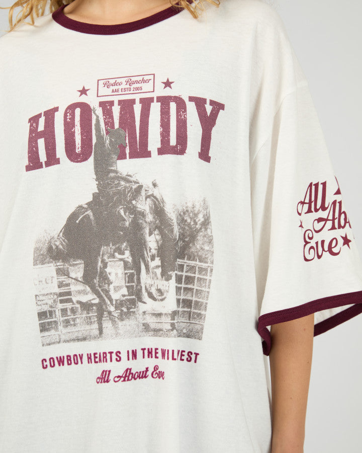 All About Eve Howdy Oversized Tee in Vintage White | Women's Tops | Gretel Lane